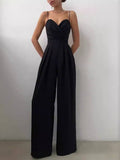 Suspender Tight Waist Straight Mopping Minimalist Jumpsuit