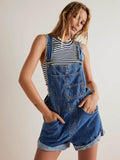 Loose Multi-Pocket Denim Jumpsuits