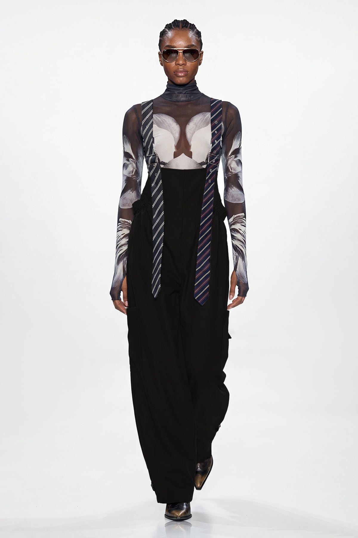 Elisaveta Tie Denim Overalls In Black