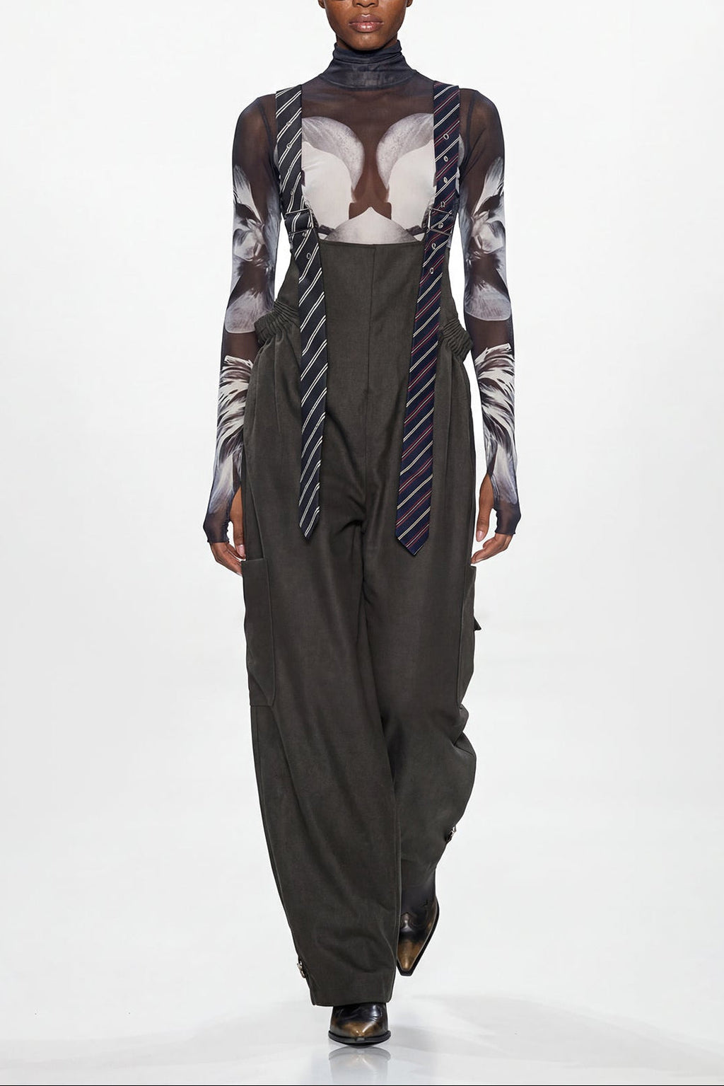 Elisaveta Tie Denim Overalls In Green