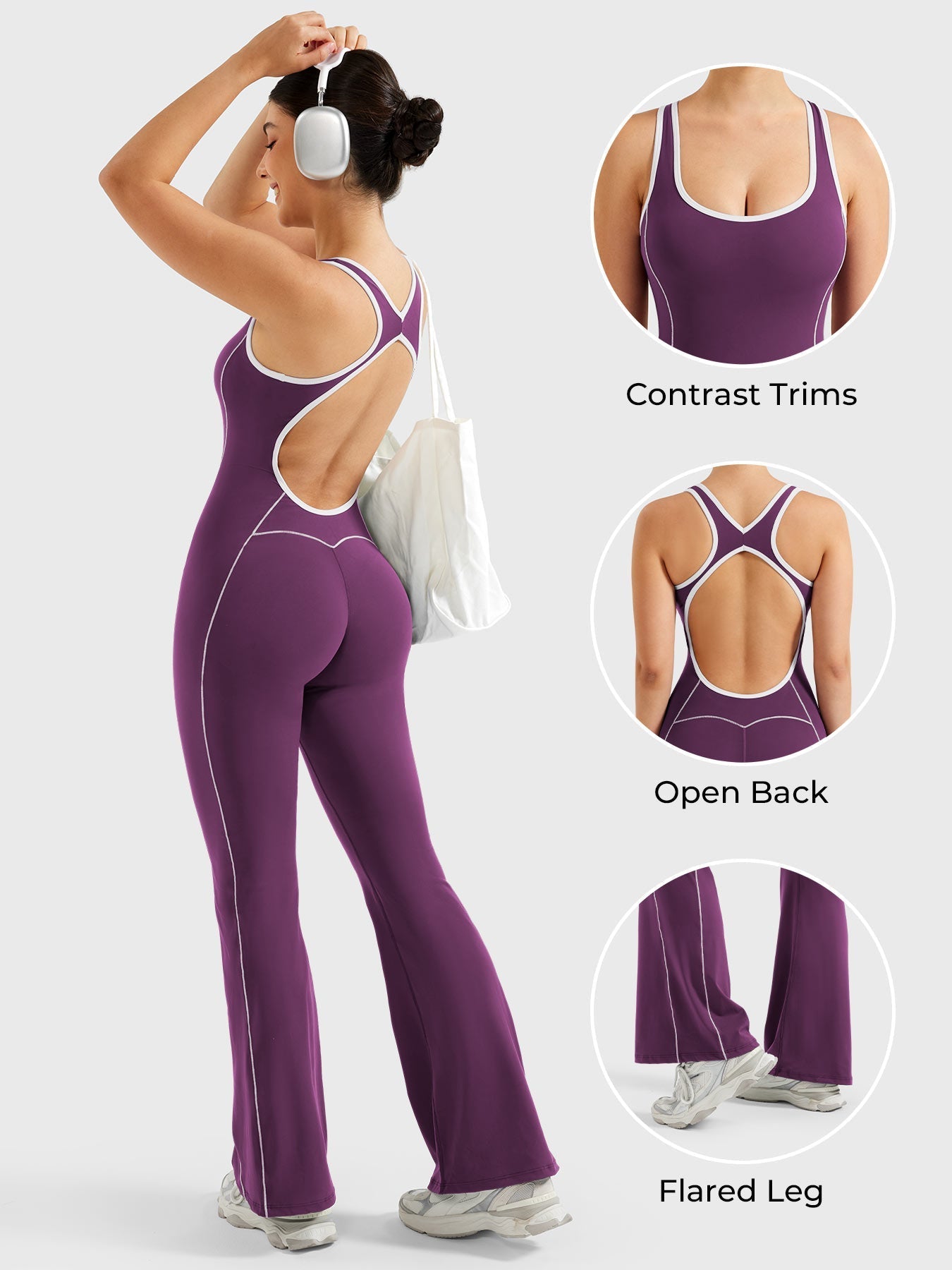 Antonia Contrast Trim Flared Jumpsuit